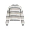 Peserico Striped Wool Silk Cashmere Blend Sweater In Grey