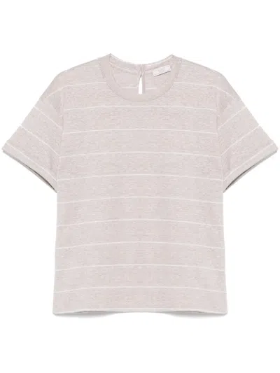 Peserico Striped T-shirt In Beige