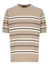 Peserico Striped Pattern Cotton Linen T-shirt