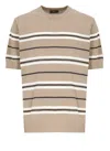 Peserico Striped Pattern Cotton Linen T-shirt