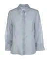Peserico Striped Three-quarter-sleeve Shirt In Blue