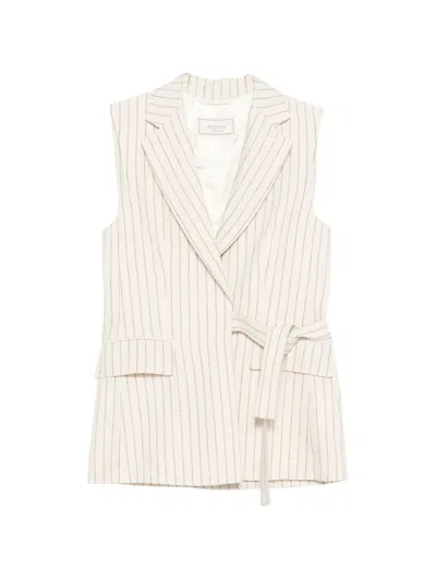 Peserico Striped Tie-waist Vest In Metallic
