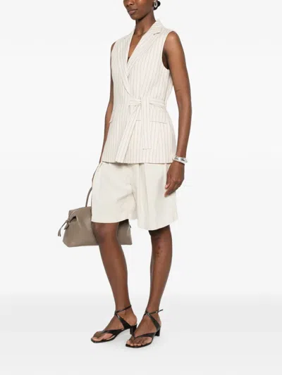 Peserico Striped Tie-waist Vest In Neutral
