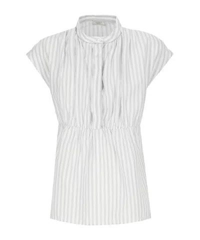 PESERICO PESERICO STRIPED CAP SLEEVE BLOUSE