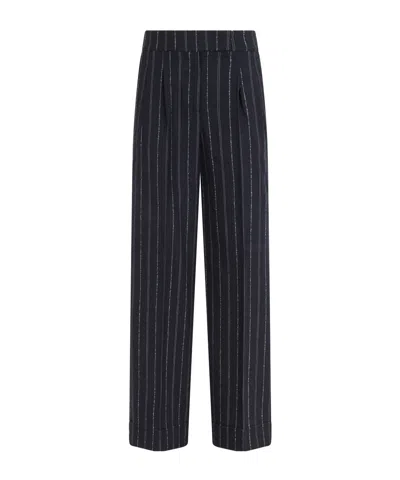 Peserico Striped Trousers In Black
