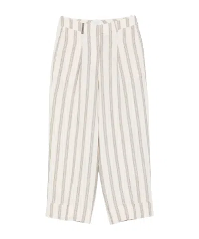 Peserico Striped Casual Pants In Red