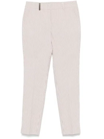 Peserico Striped Trousers In Neutrals