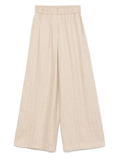Peserico Striped Trousers In Neutrals