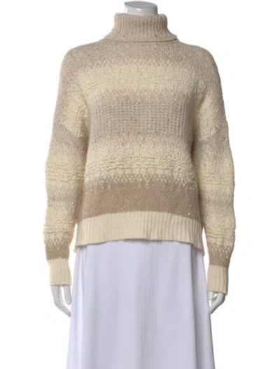 Pre-owned Peserico Striped Turtleneck Sweater In Neutral