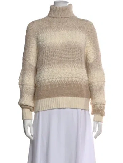 Pre-owned Peserico Striped Turtleneck Sweater In Neutral
