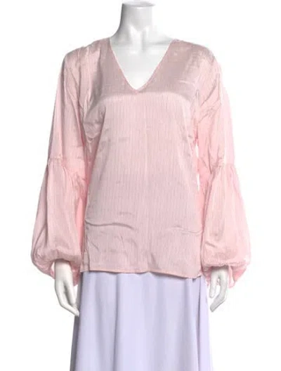 Pre-owned Peserico Striped V-neck Blouse In Pink