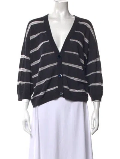Pre-owned Peserico Striped V-neck Sweater In Blue
