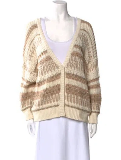 Pre-owned Peserico Striped V-neck Sweater In Neutral