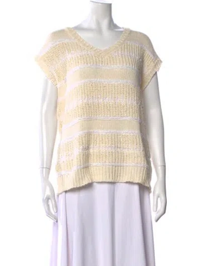 Pre-owned Peserico Striped V-neck Sweater In Neutral