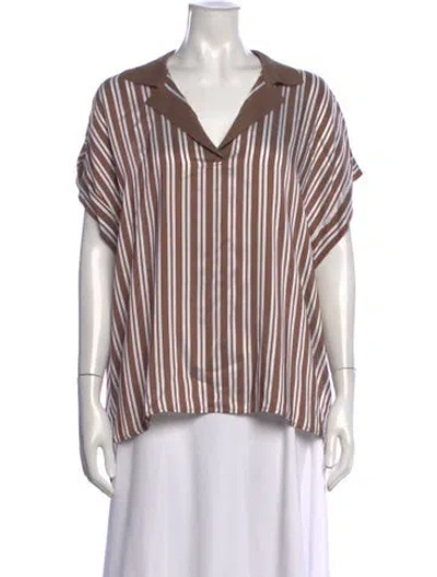 Pre-owned Peserico Striped V-neck Top In Multicolor