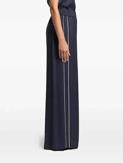 Peserico Stripe-detail Satin Trousers In Blue