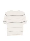 Peserico Stripe-pattern T-shirt In Neutral