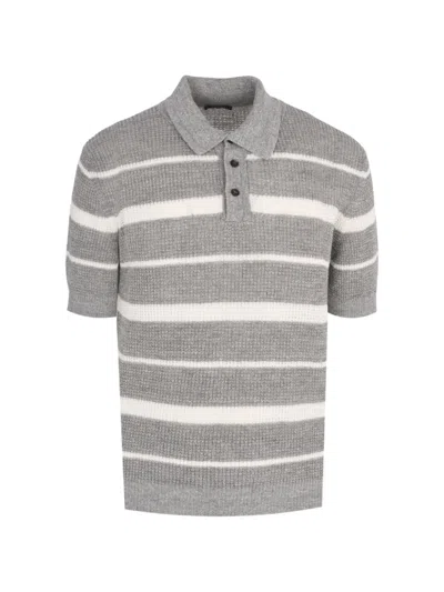 Peserico Stripe-pattern Waffle-knit Sweater In Gray