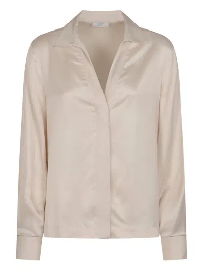 Peserico Studded-trim Shirt In Neutral