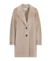 Peserico Mid-length Tailored Coat In Alpaca Blend In Multi