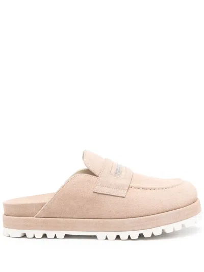 Peserico Suede Mules In Neutrals