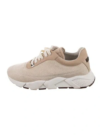Pre-owned Peserico Suede Sneakers In Neutral