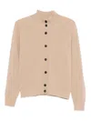 Peserico Beige Ribbed Knit Sweater With High Neckline In Nude