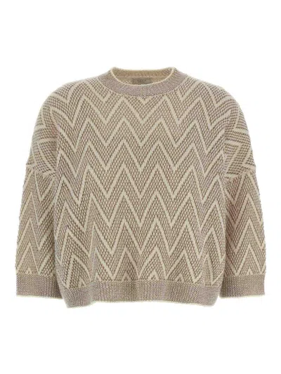 PESERICO ZIGZAG CROP SWEATER