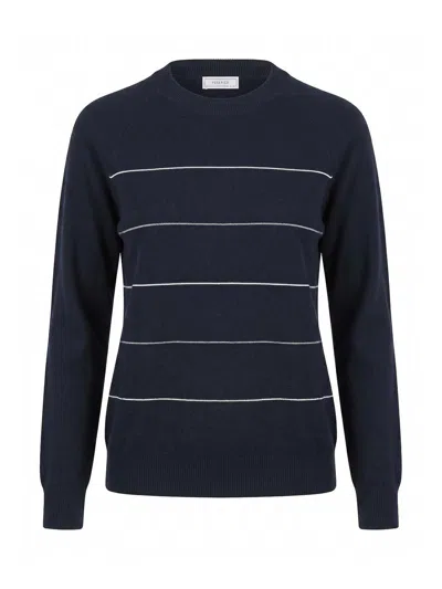 Peserico Striped Sweater In Animal Print