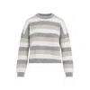 Peserico Striped Wool Silk Cashmere Blend Sweater In Grey