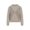 Peserico Argyle Knit Sweater With Sparkling Embellishments In Gray
