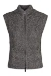 Peserico Sweater Vest With Zipper In Alpaca Blend In Gray