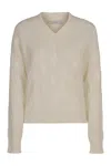 Peserico Sweater With Cable Knit Pattern In Neutral
