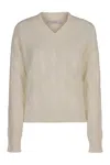 Peserico Sweater With Cable Knit Pattern In Neutral