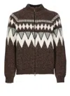 Peserico Sweater With Geometric Pattern In Brown