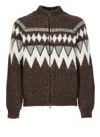 Peserico Sweater With Geometric Pattern In Brown