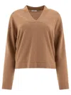 Peserico Sweater With Lurex Details In Beige