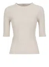 Peserico Ribbed Knit T-shirt In Beige