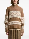 Peserico Fairisle-pattern High-neck Sweater In Brown