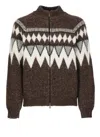 Peserico Sweater With Geometric Pattern In Brown