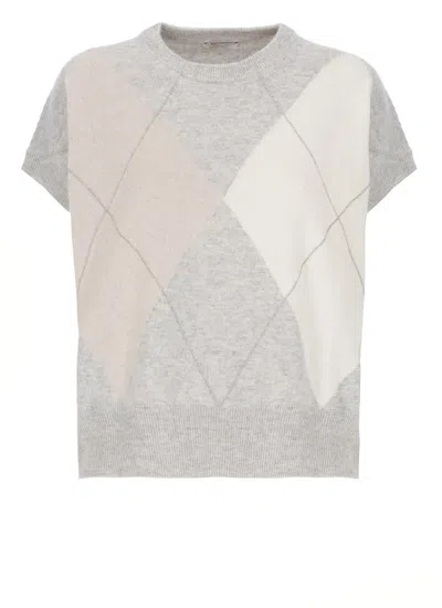 Peserico Argyle Pattern Wool And Silk Top In Multi