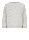 Peserico Knit Sweater Chevron Pattern In Gray