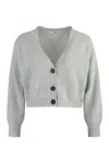 Peserico Ribbed-knit Button Cardigan In Grey
