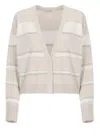 Peserico Bead-embellished Cardigan In Beige