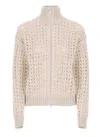 Peserico Textured Open-knit Sweater With Zip-up Front In Neutral