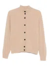 Peserico Beige Ribbed Knit Sweater With High Neckline In Nude