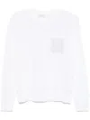 Peserico White Linen Cotton Blended Knit Sweater In White