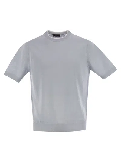 Peserico T Shirt In Linen And Cotton Yarn In Blue