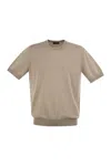 Peserico T-shirt In Pure Cotton Yarn In Beige