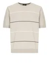Peserico Short Sleeve Striped Tee In Beige